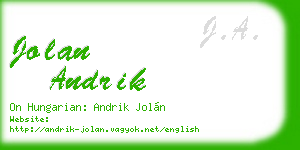 jolan andrik business card
